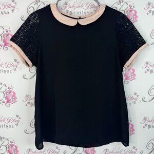 Twik tshirt top lace sleeves luxe Elegant Black and Pink Women's Top